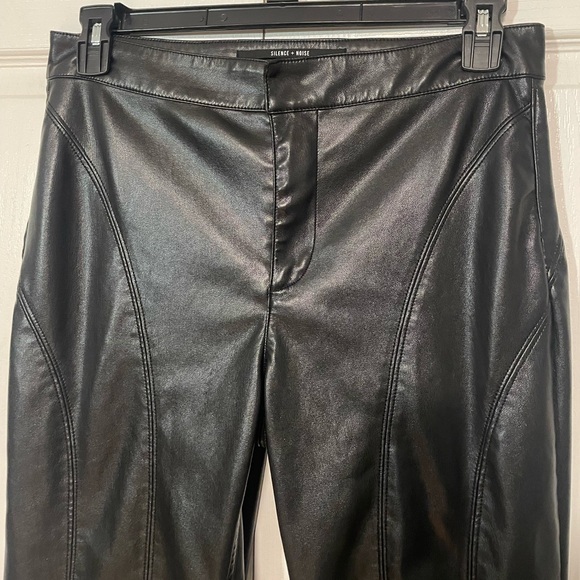 SOLD Silence + Noise leather pleather straight leg black pants size 10 - Picture 4 of 12